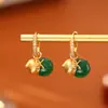 Pendientes Populares de Ágata con Forma de Calabaza Estilo Chino con Diseño Desmontable, Moda de Alta Gama, Pendientes Retro Estilo Chino Nuevo