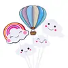 Decoración de pastel serie arcoíris globo aerostático tridimensional nubes luna meteoro color láser tarjeta tarjeta de fiesta plug-in