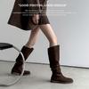 Botas para Mujer 2025 Nuevas Botas Altas Tacón Bajo Botas Plisadas Ajustadas Botas Escarchadas Retro Modernas