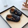 Zapatos de Cuero Estilo Coreano Estilo Chanel para Niñas Primavera y Otoño 2025 Nuevos Zapatos Birkenstock para Niños con Suela Blanda Patrón de Diamantes Mocasines