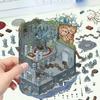 Calcomanías de Paisaje de Dibujos Animados, Varias Miniaturas Mundo 3D Cabaña Xiaohongshu Descompresión DIY Escena Calcomanías de Manualidades Venta al por Mayor Mascota