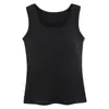 Ropa Interior de Una Pieza para Otoño e Invierno, Nuevo Chaleco de Punto para Mujer con Copas Integradas, Color Sólido, Cuello en U Amplio, Control Lateral del Busto, para Usar por Dentro o por Fuera