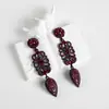 Pendientes Amazon transfronterizos, extragrandes, electrochapados, elegantes, de estilo largo, con un toque de alta gama, adornados con borlas y pedrería negra