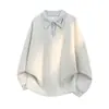 Camisa Polo Bordada Falsa de Dos Piezas para Hombre Otoño High Street Versátil Holgada Top de Pareja Tendencia Diseño de Marca Sudadera Casual