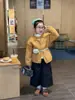 2025 Ropa Nueva de Invierno para Niños Estilo Coreano Ropa para Niños Niñas Suéter Cardigan Doble Engrosado Suéter Engrosado