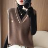Modal 2026 Outono e Inverno Novo Estilo Feminino Estilo Coreano Solto Gola V Curto Suéter de Malha Laranja