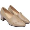 Sapatos de camada única damasco para mulheres 2022 primavera e outono novos sapatos de mãe de meia-idade e idosos sapatos de couro macio sola macia sapatos de couro confortáveis sapatos de trabalho de salto médio