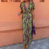 Vestido Feminino de Moda Elegante com Estampa, Ajuste na Cintura, Slim-fit, Decote V, Novo para o Verão de 2026 para Comércio Transfronteiriço Europeu e Americano