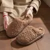 Chinelos de Pelúcia de Algodão com Solado Grosso para Mulheres, Outono/Inverno Casa Interior Confortável Solado Macio Antiderrapante Quente Chinelos de Algodão para Casais para Homens