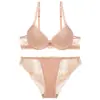 Conjunto de lingerie sexy estilo francês com decote em V profundo para seios pequenos, realçando e reunindo os seios, com suporte lateral para evitar flacidez, conjunto de sutiã de renda