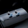 Brincos de Cruz com Zircônia Azul para Homens, Tachinhas de Orelha Simples e Versáteis para Mulheres, Joias de Orelha com Design Barroco de Nicho para Venda por Atacado