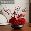 Mesa de centro floral simulada de lujo de alta gama, mesa de comedor para sala de estar, adornos de flores artificiales, jarrón geométrico creativo, decoración de hotel, arreglo floral