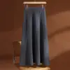 Estilo suave saia midi de malha 100% lã pura feminina outono e inverno novo estilo comprimento médio cobre quadris cintura alta saia evasê elegante