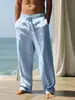 Em Estoque Transfronteiriço Novo Modelo Site Independente Wish Aliexpress Timu Calças Casuais Masculinas Algodão Linho Soltas Respiráveis Calças Longas