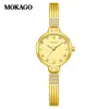 Mokago relógio feminino versátil temperamento mostrador madrepérola pulseira de metal relógio incrustado com strass formato de coração moderno relógio de quartzo atacado