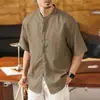 90,7% Liocel Nova Camisa Masculina de Manga Curta Estilo Aristocrático Antigo Dinheiro, Nova Coleção de Verão, Nova Camisa Masculina de Caimento Solto Estilo Chinês