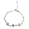 Pulsera de Cordón Ajustable con Cruz de Circonita y Perla de Lujo Ligero Francés Versátil Exquisita de Moda Sencilla Joyería de Mano con Sensación de Alta Gama