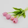 Buquê de Tulipas Simuladas de Cola Macia Flor de Tulipa Pe Látex Silicone Flor Artificial Toque Hidratante 5 Cabeças de Tulipas