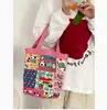 Linda ilustración de un cachorro, bolsa de lona tipo cubo, bolso de mano girly estilo coreano para mamá, lonchera, bolso pequeño para el trabajo