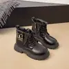 Dr. Infantil. Botines cortos estilo Martens, tendencia británica para niñas, nuevo otoño 2026, botas cálidas de algodón para niños mayores, con botines de cuero forrados de felpa