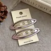 Estilo Idêntico de Blogueira Coreana Grampo de Cabelo Oval Vazado com Gotejamento de Tinta Cor Sólida Acessório de Cabelo Simples Elegante para Franja Lateral