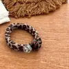Anillo de Toalla Sin Costuras Estilo Coreano de Gama Alta con Estampado de Leopardo, Goma para el Cabello con Banda Elástica Alta Elegante para Cola de Caballo, Diadema para Mujeres