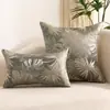 Funda de almohada con estampado de hojas para comercio exterior transfronterizo, jacquard de seda sintética, para decoración del hogar en sala de estar y dormitorio, envío directo de fábrica