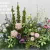 Nuevo estilo de arreglo floral de piso grande para bodas, producto terminado de flor de seda artificial, fila de flores decorativa, decoración de pasillo de escenario T, arte floral de boda