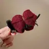 Clip de agarre con cabeza de bola color vino tinto artefacto fijo para coleta alta clip para el pelo avanzado accesorios para el pelo de pelo clip para el pelo lazo tocado femenino