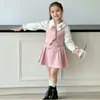 Conjunto de Otoño Rantuo para Niñas 2026 Nuevo Infantil Dulce Chaleco Multicolor Camisa Falda Corta Conjunto de Tres Piezas Transfronterizo