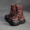 Jiezu 2025 Otoño e Invierno Nuevas Botas Martin para Mujer de Cuero de Vaca de Primera Capa Estilo Retro Simple Moda Plataforma Tacón Grueso que Aumenta la Altura Versátiles