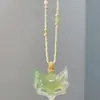 [Fideos Zorro Niebla Verde] Collar Largo Colgante Máscara de Zorro Collar de Cuerda Tejido a Mano Cadena de Lana Colgante