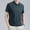 Camisa Polo de Manga Corta para Hombre de Nailon sin Costuras 2026 Verano Nuevo Estilo Cuello Solapa Transpirable Delgado Casual Color Sólido Camiseta para Hombre