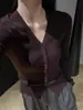 Cardigã de Tricô Preto Francês com Decote V de Botão Único com Top para Mulheres no Início do Outono Ajustado Suave Camiseta Básica de Suéter