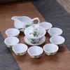 Conjunto de chá de cerâmica azul e branca, infusor de chá doméstico, gaiwan Kung Fu, conjunto completo de xícaras de chá simples, loja de fábrica atacadista transfronteiriça