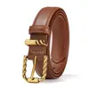 Nuevo Cinturón de Cuero Genuino para Mujer con Hebilla de Giro Diseño Retro Hebilla de Pin de Piel de Vaca de Primera Capa Cinturón para Jeans y Pantalones para Mujer