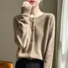 Top liso listo para usar, cárdigan de punto de cuello redondo, elegante, primavera/otoño 2026, de manga larga, nueva moda para mujer, beige