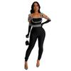C7001 Transfronteiriço AliExpress Amazon Estação Independente Europeu e Americano Moda Feminina Novo Sling Strass Macacão Longo