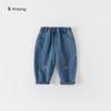 Roupas Infantis Bangxuan Calças para Meninos Primavera e Outono Novas Calças para Bebês Rosto Sorridente Calças Casuais para Bebês Meninas Jeans Infantis