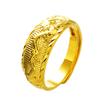 Anillo de boda con diseño de dragón y fénix de oro de arena vietnamita chapado en cobre puro de 24 k para hombre y mujer, con diseño de dragón y apertura de cobre.