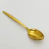 Cuchara de Acero Inoxidable con Mango Largo Estilo Coreano Ins Cuchara de Celebridad de Internet Vajilla de Mesa de Aspecto Elegante Casera Espesa Cuchara para Sopa Restaurante Cuchara para Comida Occidental