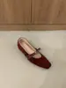 Zapatos Mary Jane de estilo retro francés con textura de piel de oveja, nueva colección de otoño, planos de moda y versátiles, perfectos con vestidos, zapatos de tacón para mujer