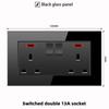 Versión de Hong Kong y Macao Enchufe Británico de 13A con Carga Rápida USB Tipo-C Estándar Británico Pata Cuadrada Tres Orificios Panel de Vidrio Negro