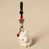 Llavero Colgante Tallado en Madera Hecho a Mano Creativo Lindo Conejo Blanco Colgante para Mochila Escolar Regalo de Cumpleaños de Alta Gama para Mujeres