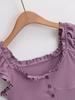 Camiseta de Manga Corta Ajustada para Mujer, Estilo Spice Girl Europeo y Americano, Diseño de Hebilla de Oreja de Madera, Top Corto de Cintura Alta Nuevo de Verano