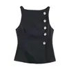 Para Exportação Europeia e Americana Transfronteiriça Roupas Femininas Aliexpress Popular Verão Elegante Botão de Joia Top com Suspensório