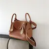 Capa Superior Piel de Vaca Togo Lindy Bolso de Piel Genuina para Mujer 2025 Nuevo Retro Europeo y Americano Bolso Cubo Moda Mano Bolso de Piel Genuina para Mujer