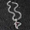 Cadena Completa de Diamantes para Hombre Transfronteriza Europea y Americana Estilo Hip-Hop Personalizada con Goteo de Aceite Colgante del Logo del Equipo Halcón
