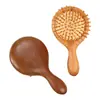 Pente com Almofada de Ar de Sândalo Dourado, Pente Redondo com Bolsa de Ar, Pente de Massagem em Madeira Maciça, Pente para Meridianos da Cabeça, Compacto e Portátil para Uso Doméstico