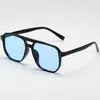 Gafas de Sol Yuzhen para Celebridades de Internet, Protección UV, Color Gelatina Retro, Lente Oceánico, Doble Puente, Decoración de Remaches, Gafas de Sol Tipo Aviador, Protector Solar